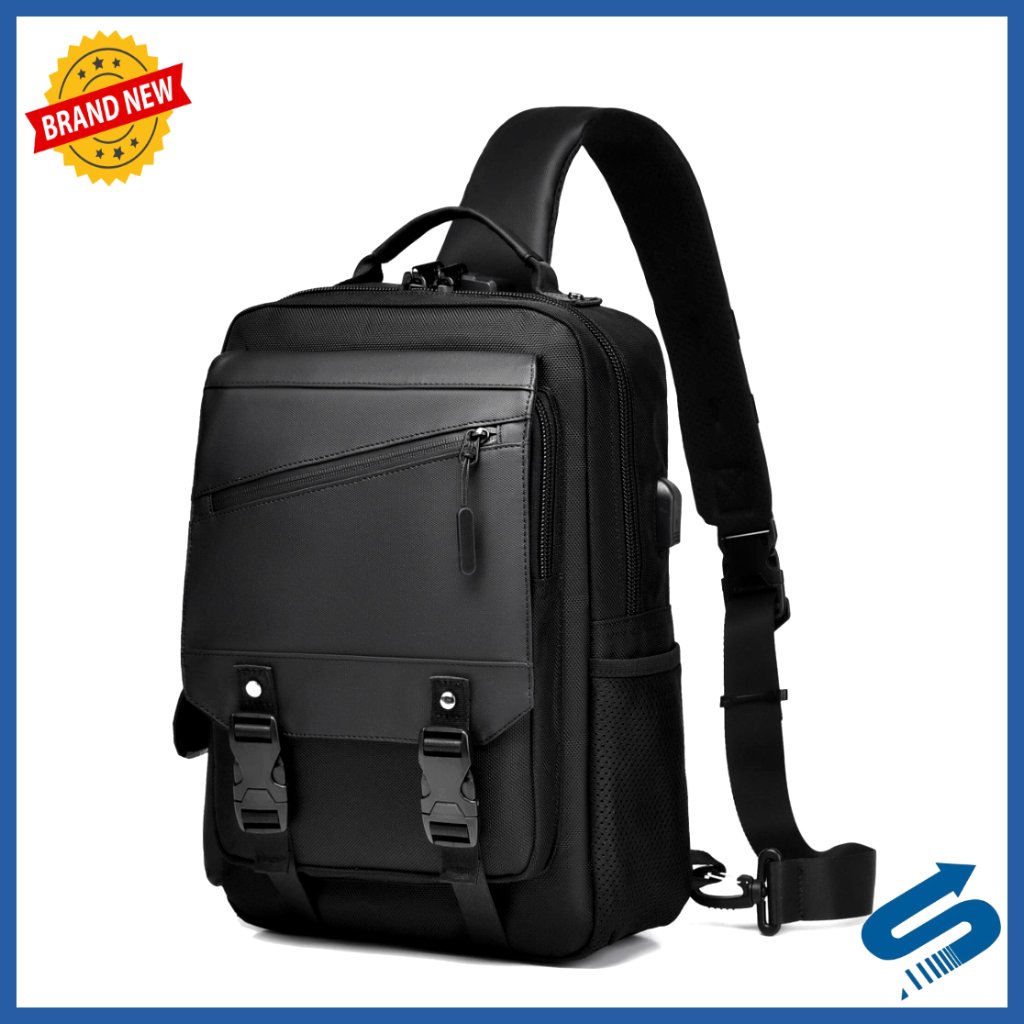 Laptop Sling Backpack Crossbody Bag Anti-Theft Usb Port Minimal Tech Accessory